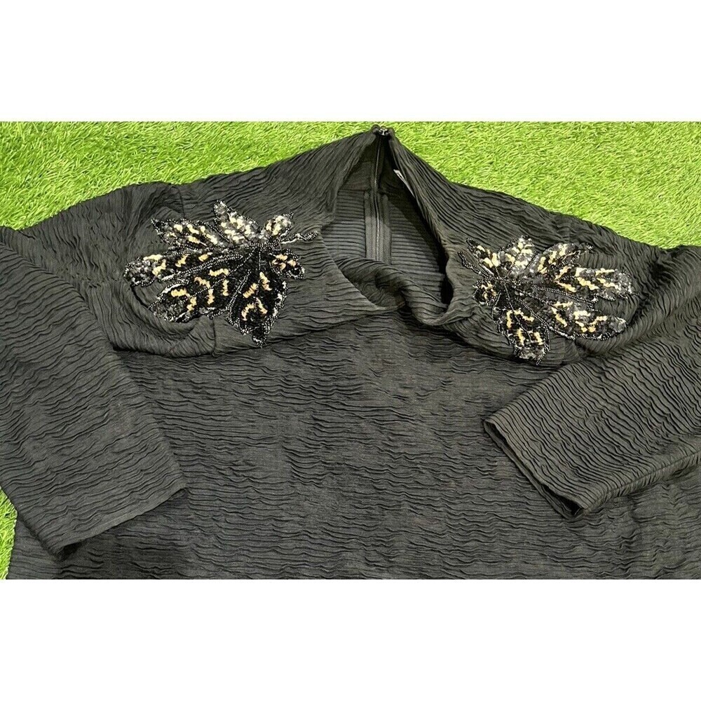 Leslie‎ Fay Vintage 1990s Womens Autumn Fall Leaves Sequin  Top  Xl - Picture 3 of 9
